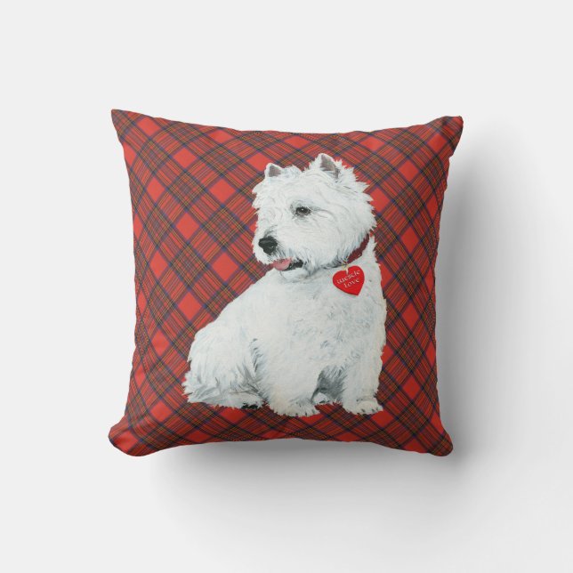 Cojín Decorativo Westie on Tartán PILLOW (Anverso)