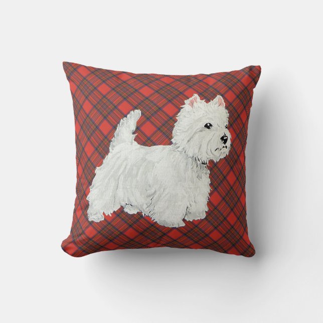 Cojín Decorativo Westie on Tartán PILLOW (Anverso)