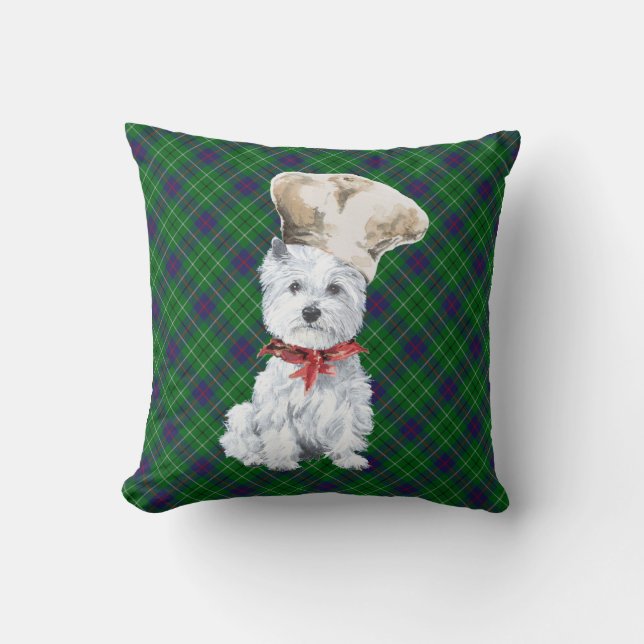 Cojín Decorativo Westie on Tartán PILLOW (Anverso)