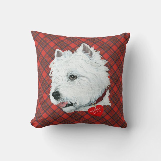 Cojín Decorativo Westie on Tartán PILLOW (Anverso)