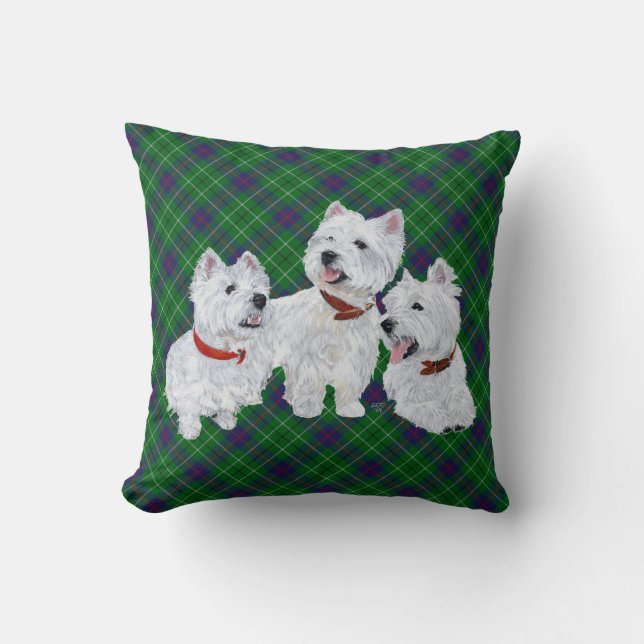 Cojín Decorativo Westie on Tartán PILLOW (Anverso)