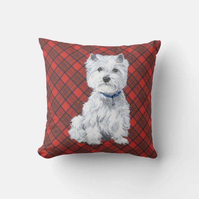 Cojín Decorativo Westie on Tartán PILLOW (Anverso)