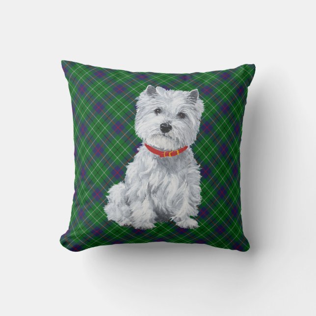 Cojín Decorativo Westie on Tartán PILLOW (Anverso)