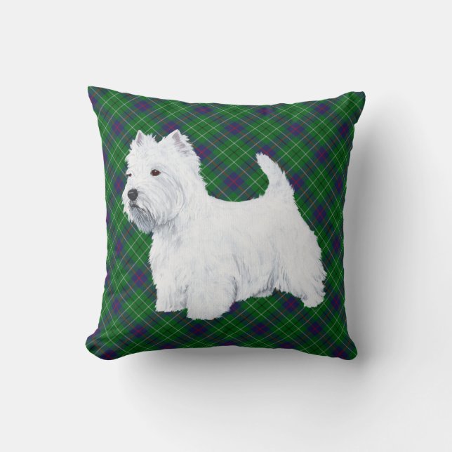 Cojín Decorativo Westie on Tartán PILLOW (Anverso)