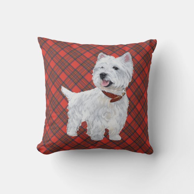 Cojín Decorativo Westie on Tartán PILLOW (Anverso)