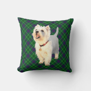 Cojín Decorativo Westie sobre ALMOHADÓN de Tartán