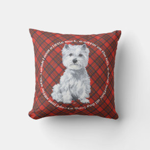 Cojín Decorativo Westie sobre ALMOHADÓN de Tartán