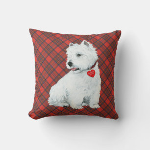 Cojín Decorativo Westie sobre ALMOHADÓN de Tartán