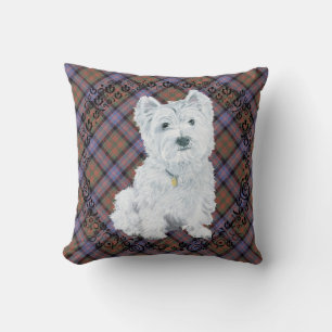 Cojín Decorativo Westie sobre ALMOHADÓN de Tartán