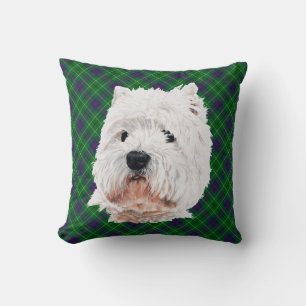 Cojín Decorativo Westie sobre ALMOHADÓN de Tartán