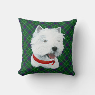 Cojín Decorativo Westie sobre ALMOHADÓN de Tartán
