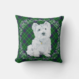 Cojín Decorativo Westie sobre ALMOHADÓN de Tartán