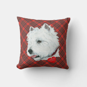 Cojín Decorativo Westie sobre ALMOHADÓN de Tartán