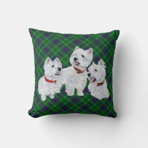 Cojín Decorativo Westie sobre ALMOHADÓN de Tartán