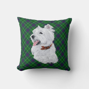 Cojín Decorativo Westie sobre ALMOHADÓN de Tartán
