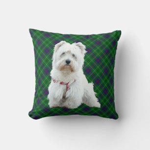 Cojín Decorativo Westie sobre ALMOHADÓN de Tartán