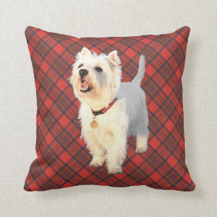 Cojín Decorativo Westie sobre ALMOHADÓN de Tartán