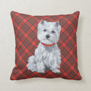 Cojín Decorativo Westie sobre ALMOHADÓN de Tartán