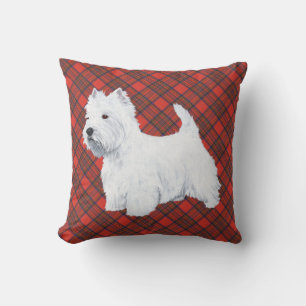 Cojín Decorativo Westie sobre ALMOHADÓN de Tartán