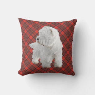 Cojín Decorativo Westie sobre ALMOHADÓN de Tartán