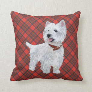Cojín Decorativo Westie sobre ALMOHADÓN de Tartán