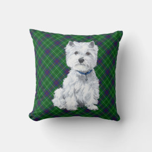 Cojín Decorativo Westie sobre ALMOHADÓN de Tartán