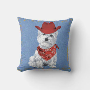 Cojín Decorativo Westie Vaquero en Denim