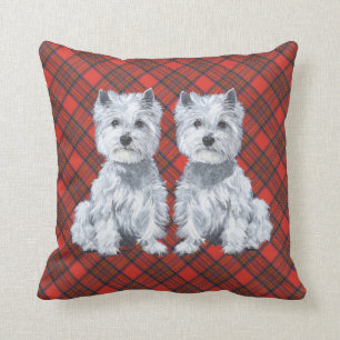 Cojín Decorativo Westies sobre ALMOHADÓN de Tartán
