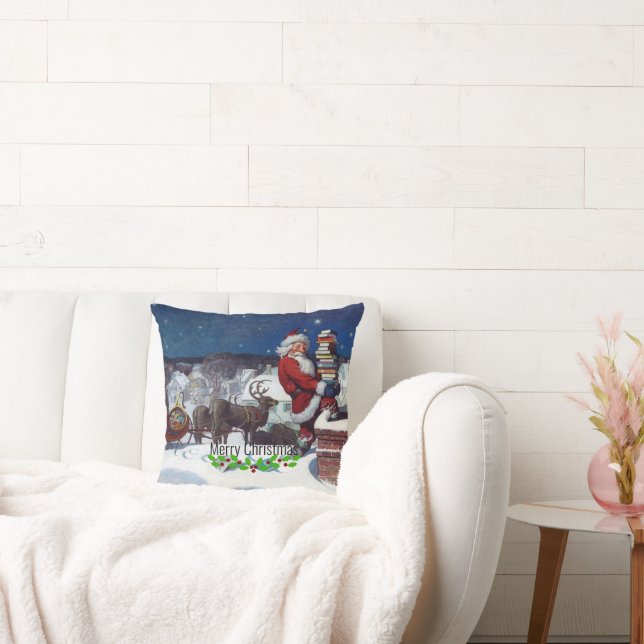 Cojín Decorativo Weyeth - Santa entregando libros para Navidades (Sofá)