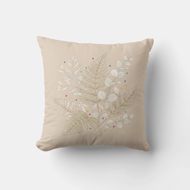 Cojín Decorativo whimsical beige floral fairycore design (Anverso)