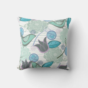 Cojín Decorativo Whimsical Blue Sweet Birds Floral Garden Cushion
