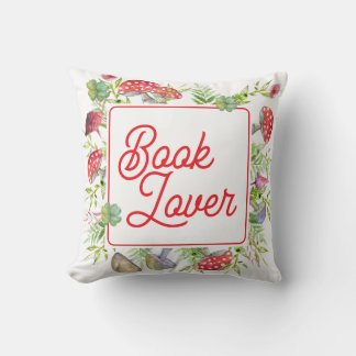 Cojín Decorativo Whimsical Book Lover Mushroom Throw Pillow
