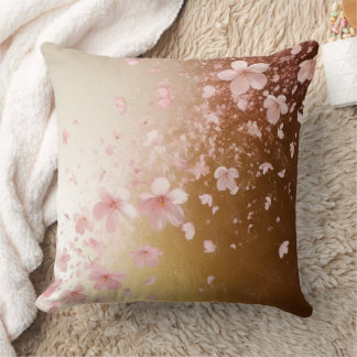 Cojín Decorativo Whimsical Cherry Blossom Blizzard sobre el oro