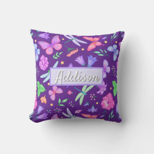 Cojín Decorativo Whimsical Classic Purple Butfly Dragonfly