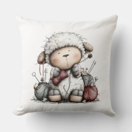 Cojín Decorativo Whimsical Cute Knitting Sheep