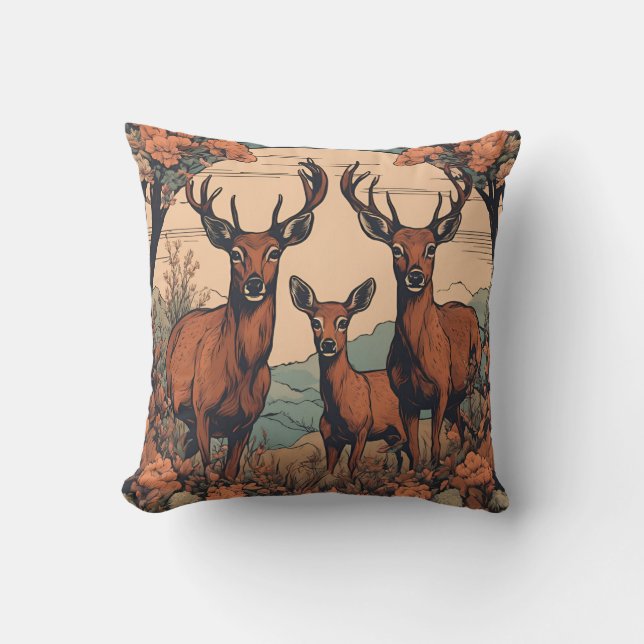 Cojín Decorativo Whimsical Deer Grazing D1 (Anverso)