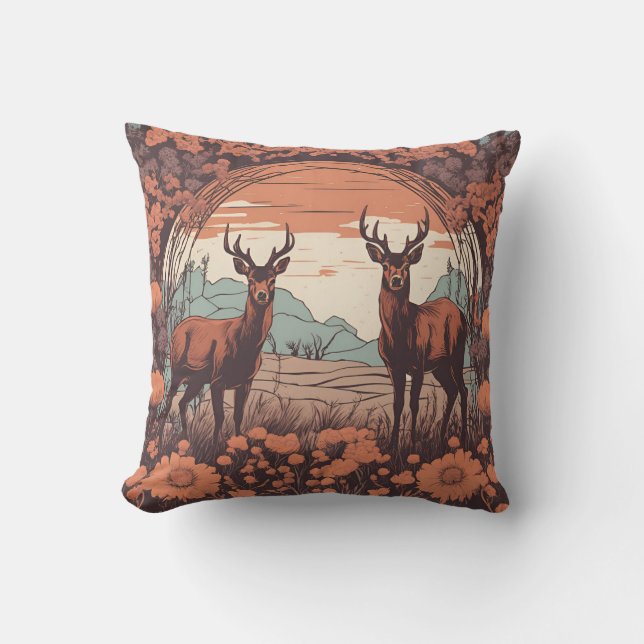 Cojín Decorativo Whimsical Deer Grazing D7 (Anverso)