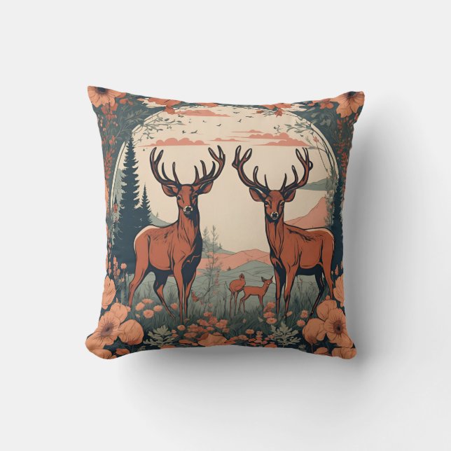 Cojín Decorativo Whimsical Deer Grazing D9 (Anverso)
