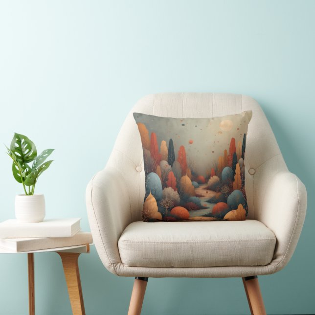 Cojín Decorativo Whimsical Enchanted Forest Abstract Landscape (Silla)
