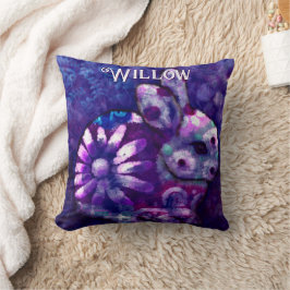 Cojín Decorativo Whimsical Floral Bunny Rabbit Personalizado