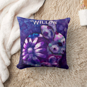 Cojín Decorativo Whimsical Floral Bunny Rabbit Personalizado