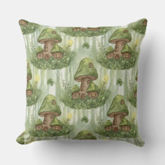 Cojín Decorativo Whimsical Forest Mushroom Fairy House Pattern