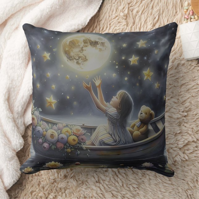 Cojín Decorativo Whimsical Girl Moon Dream Fantasy Scene (Manta)