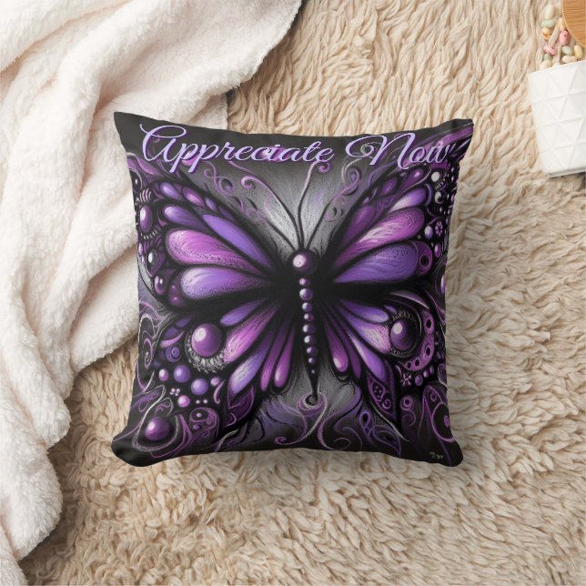 Cojín Decorativo Whimsical Gothic Butterfly Purple Personalized (Manta)