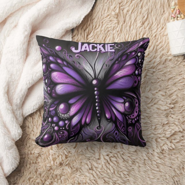 Cojín Decorativo Whimsical Gothic Butterfly Purple Personalized (Manta)