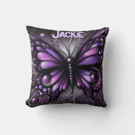 Cojín Decorativo Whimsical Gothic Butterfly Purple Personalized