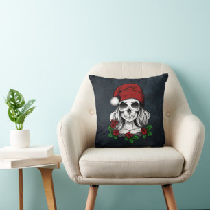 Cojín Decorativo Whimsical Gothic Santa Skull Navidades
