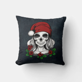Cojín Decorativo Whimsical Gothic Santa Skull Navidades