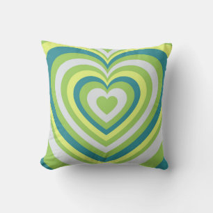 Cojín Decorativo Whimsical Green Hypnotic Heart Retro Valentine