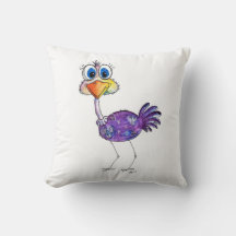Whimsical Happy Purple Ostrich